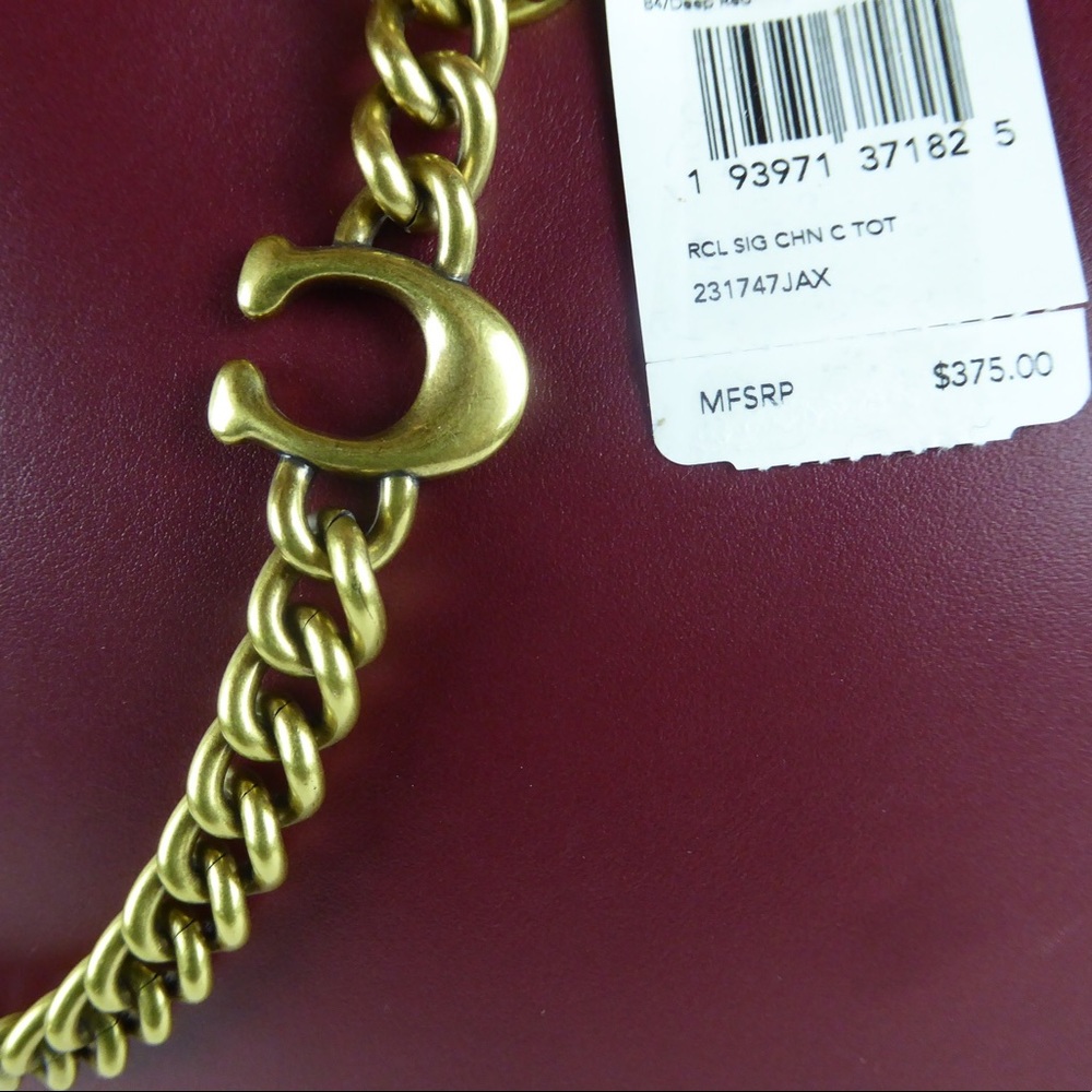 Coach Signature Chain Central Leather Tote Bag NWT - Picture 9 of 10
